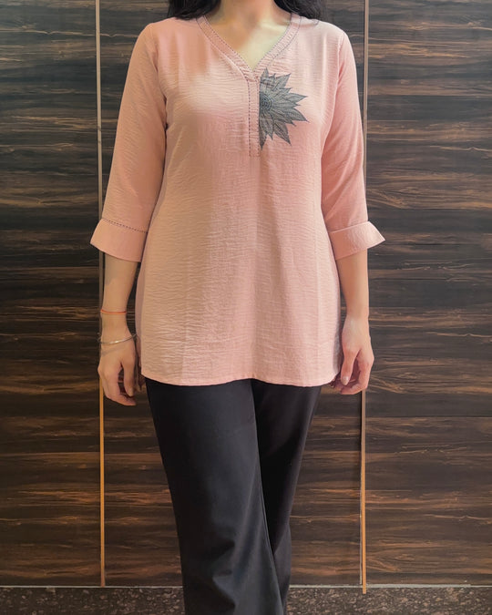 Pastel Pink Crepe Top