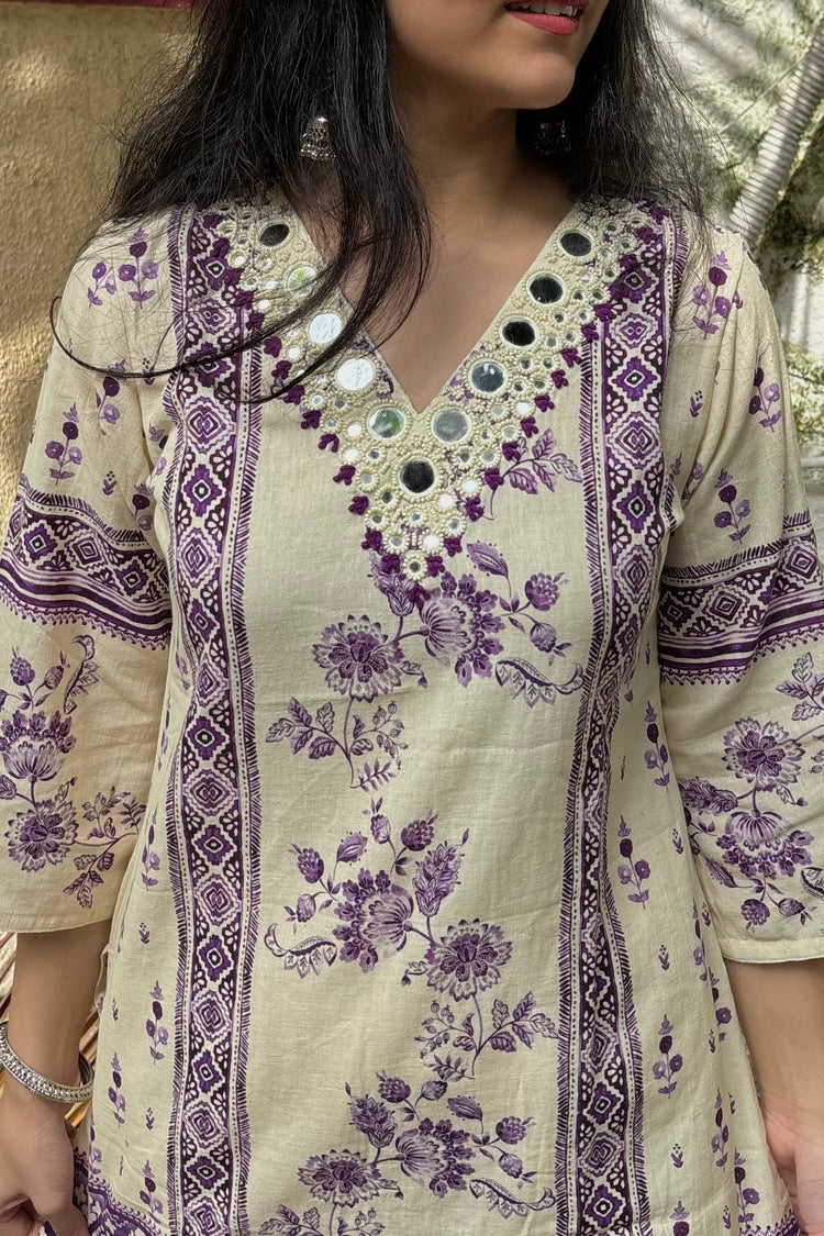 Cotton Floral Print Kurti Palazzo Co ord Set