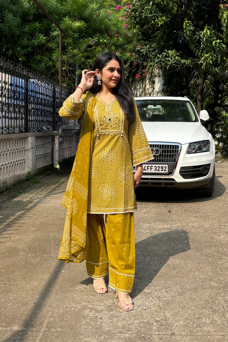 Cotton Bandhani Farshi Salwar Suit Set