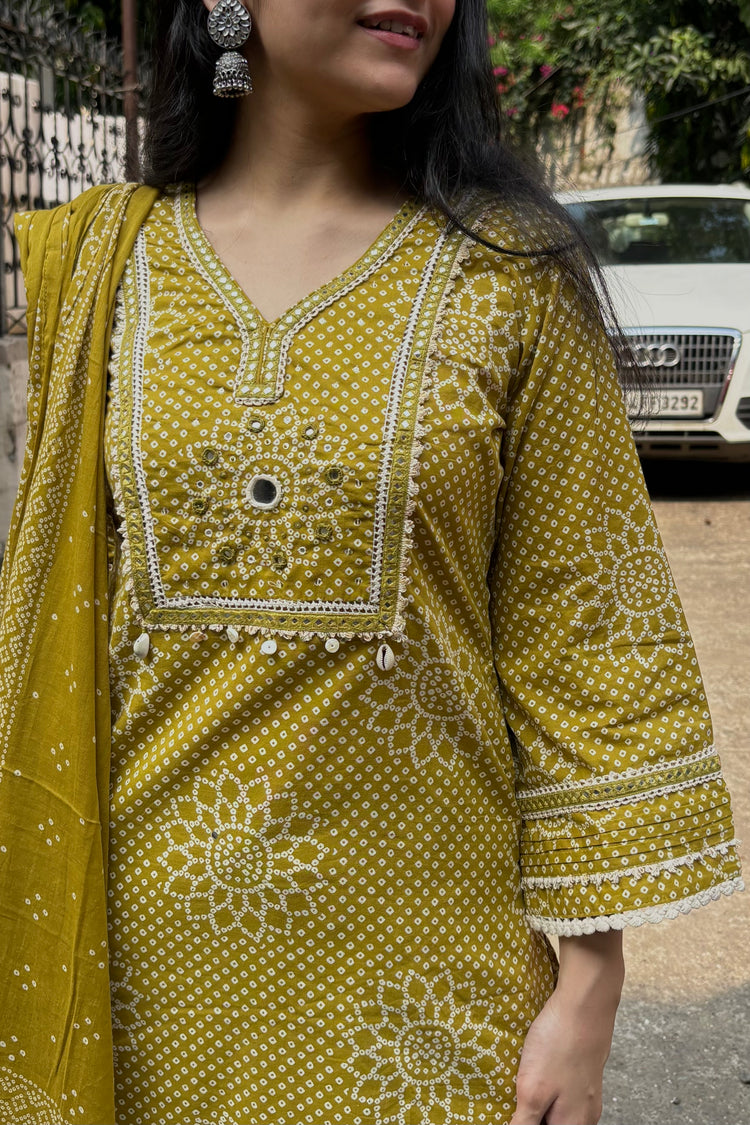 Cotton Bandhani Farshi Salwar Suit Set