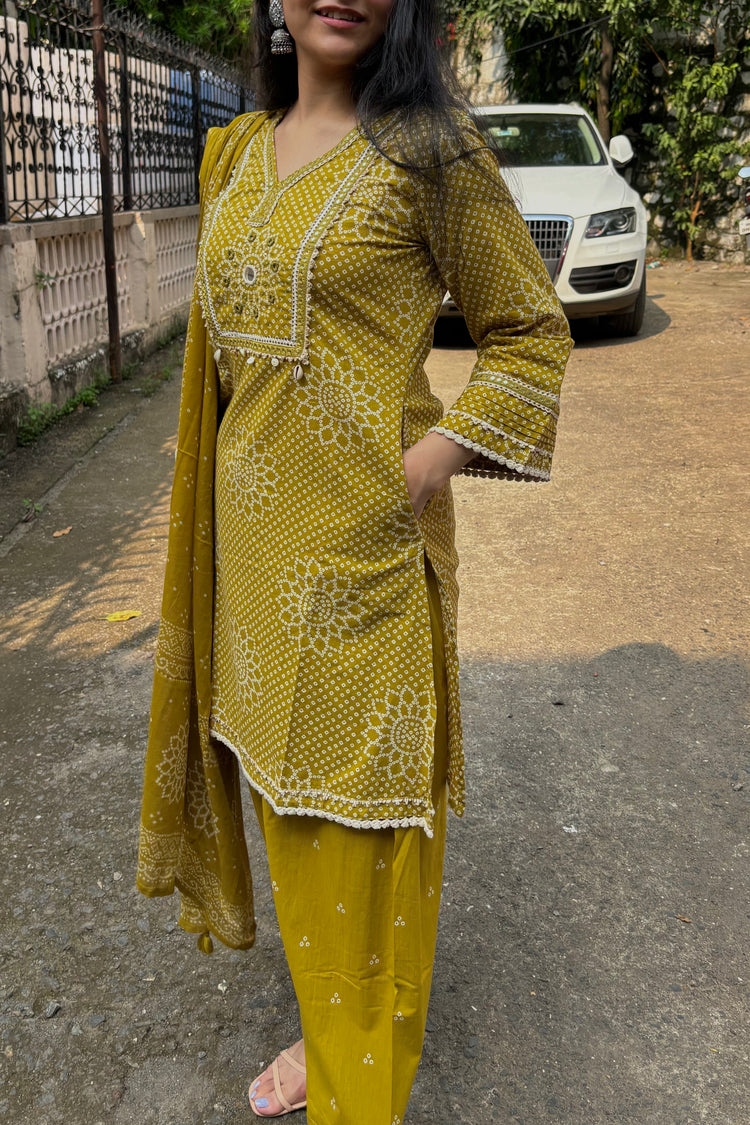 Cotton Bandhani Farshi Salwar Suit Set