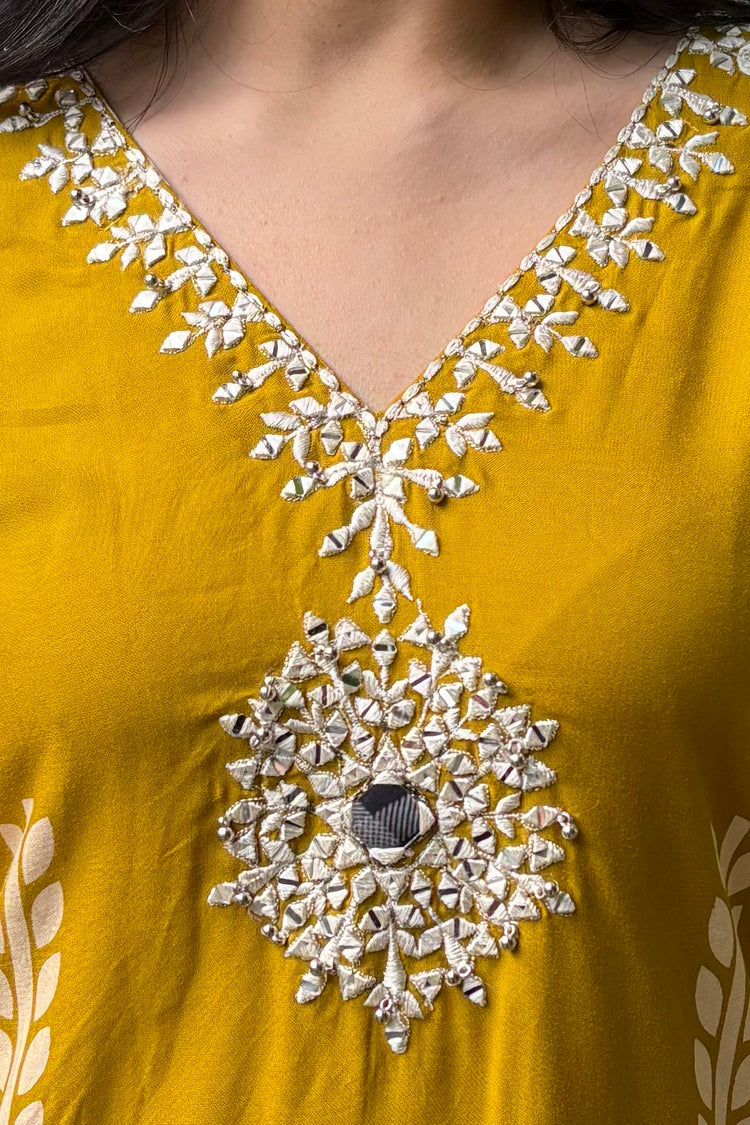 Mustard Kurti Palazzo Co-Ord Set
