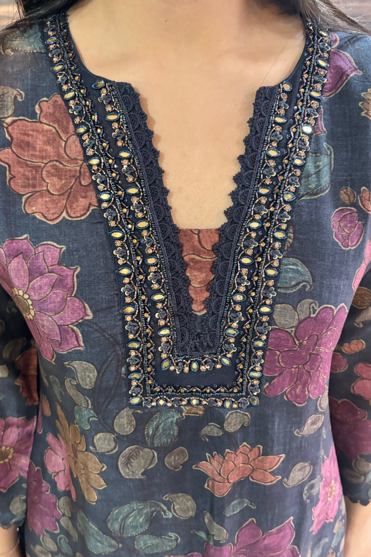 Muslin Silk Floral Printed Co ord Set with Dupatta