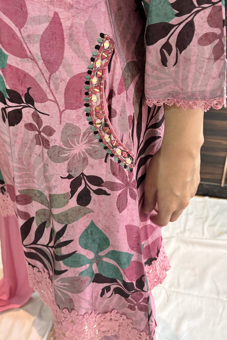 Muslin Silk Floral Print Dupatta Set