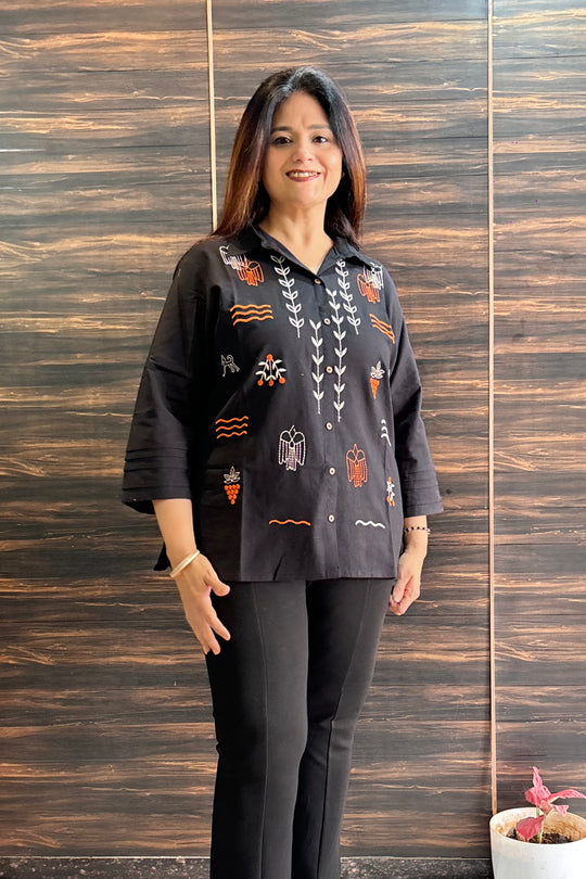 Embroidered Black Shirt