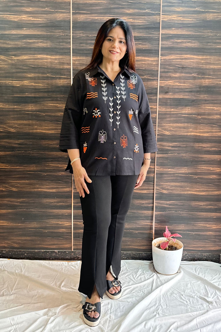 Embroidered Black Shirt