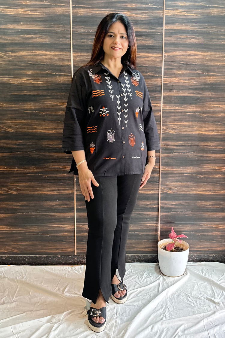 Embroidered Black Shirt