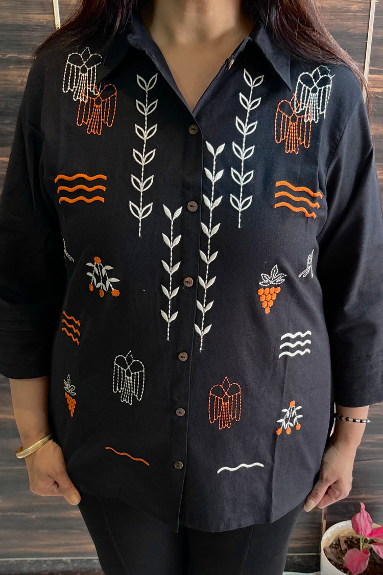 Embroidered Black Shirt