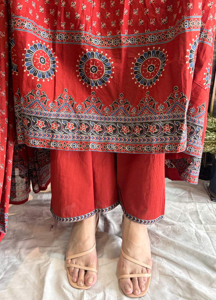 Cotton Jaipuri Block Print Anarkali with Cut outs