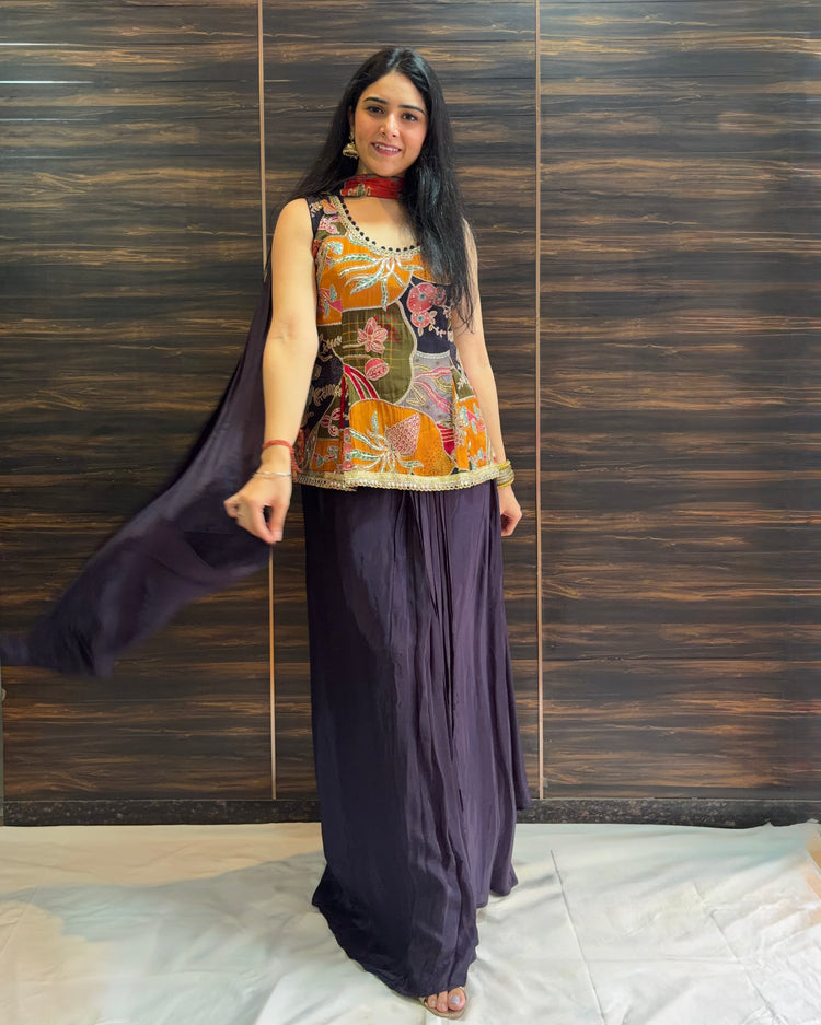 Navy Indo-Western Dhoti Skirt Set