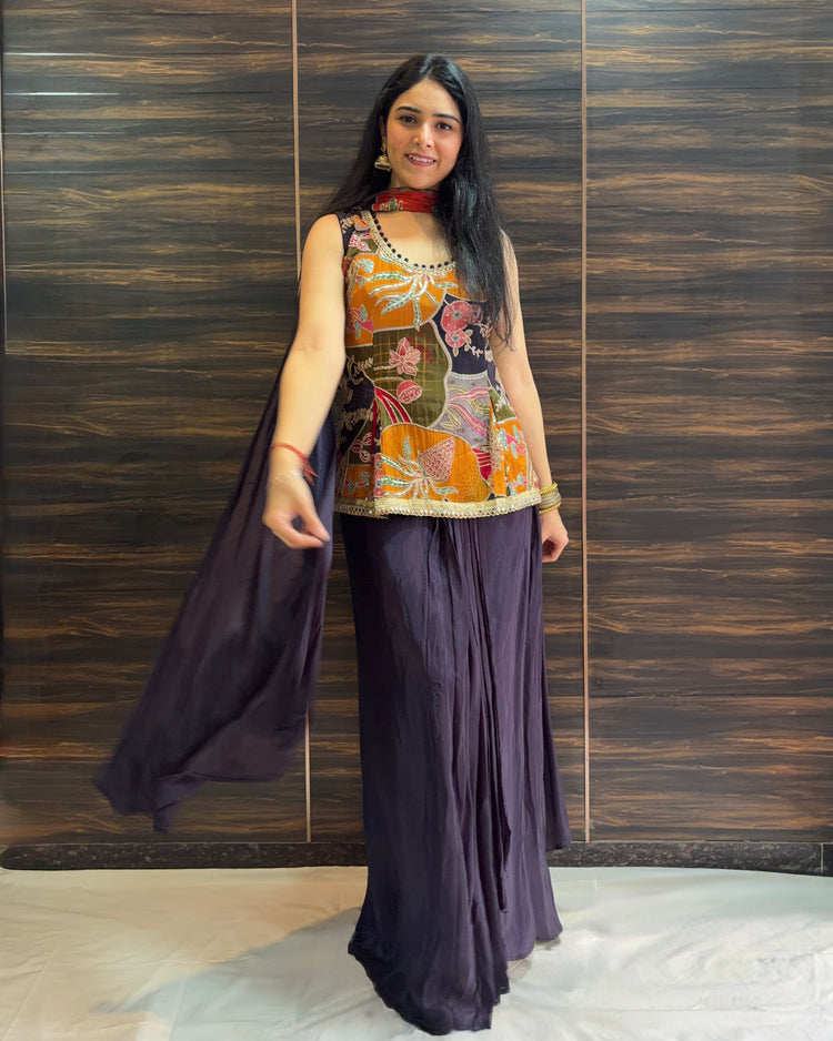 Navy Indo-Western Dhoti Skirt Set