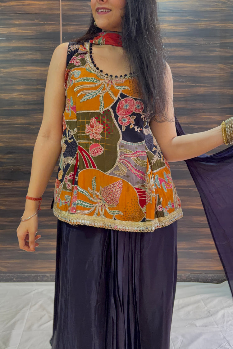 Navy Indo-Western Dhoti Skirt Set