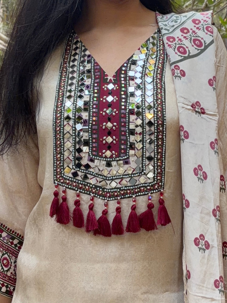 Jaipuri Print Crepe Palazzo Suit