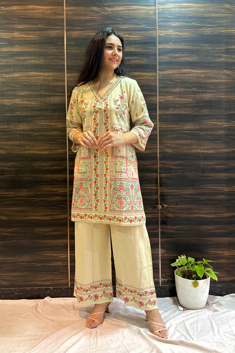 Cotton Flex Jaipuri Block Print Kurti Palazzo Set