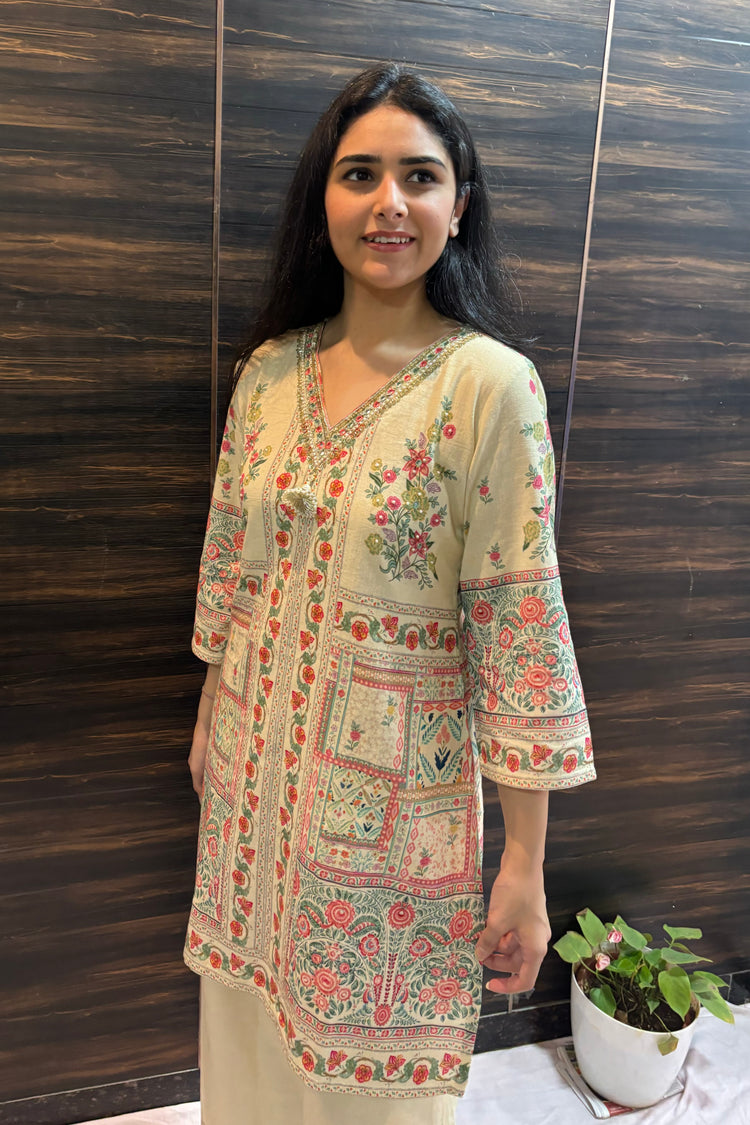 Cotton Flex Jaipuri Block Print Kurti Palazzo Set
