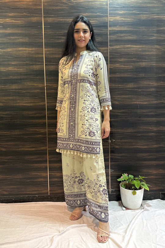 Cotton Flex Digital Print Kurti Palazzo Co-ord Set