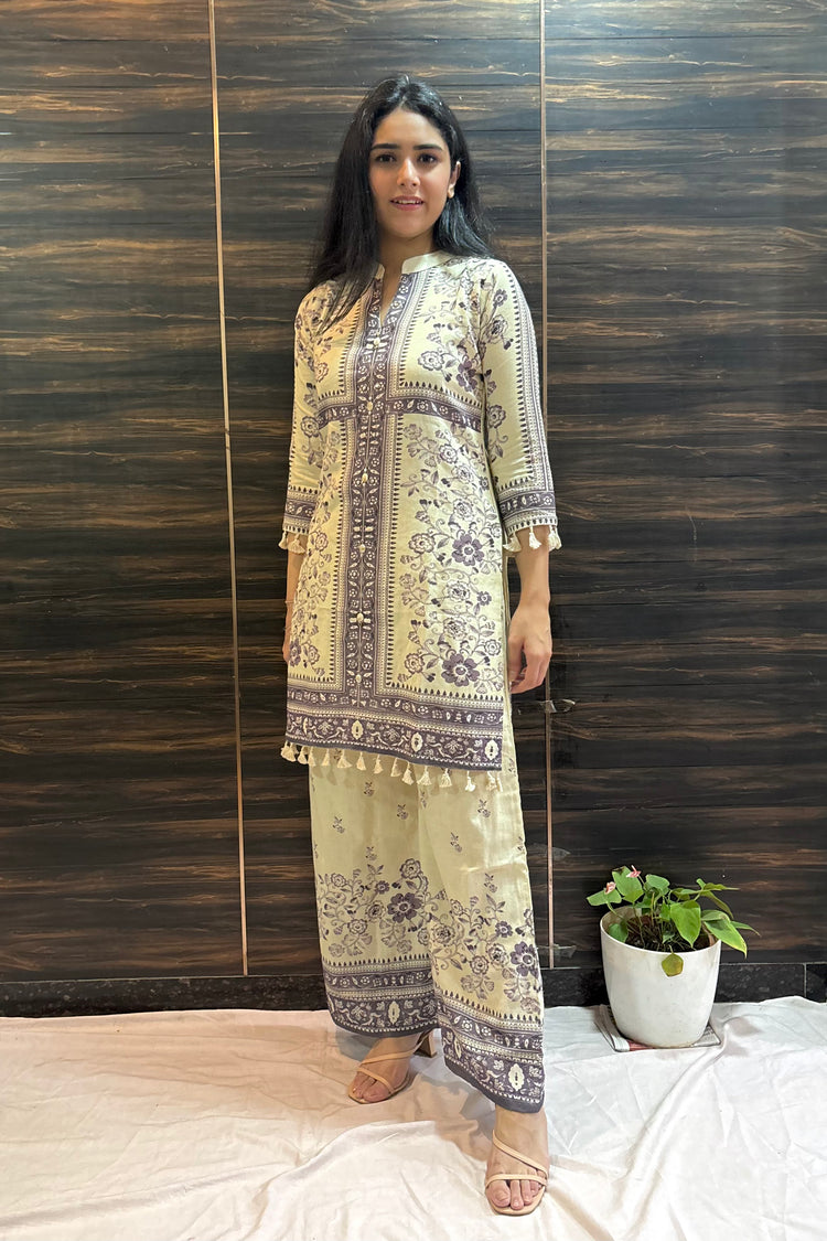 Cotton Flex Digital Print Kurti Palazzo Co-ord Set