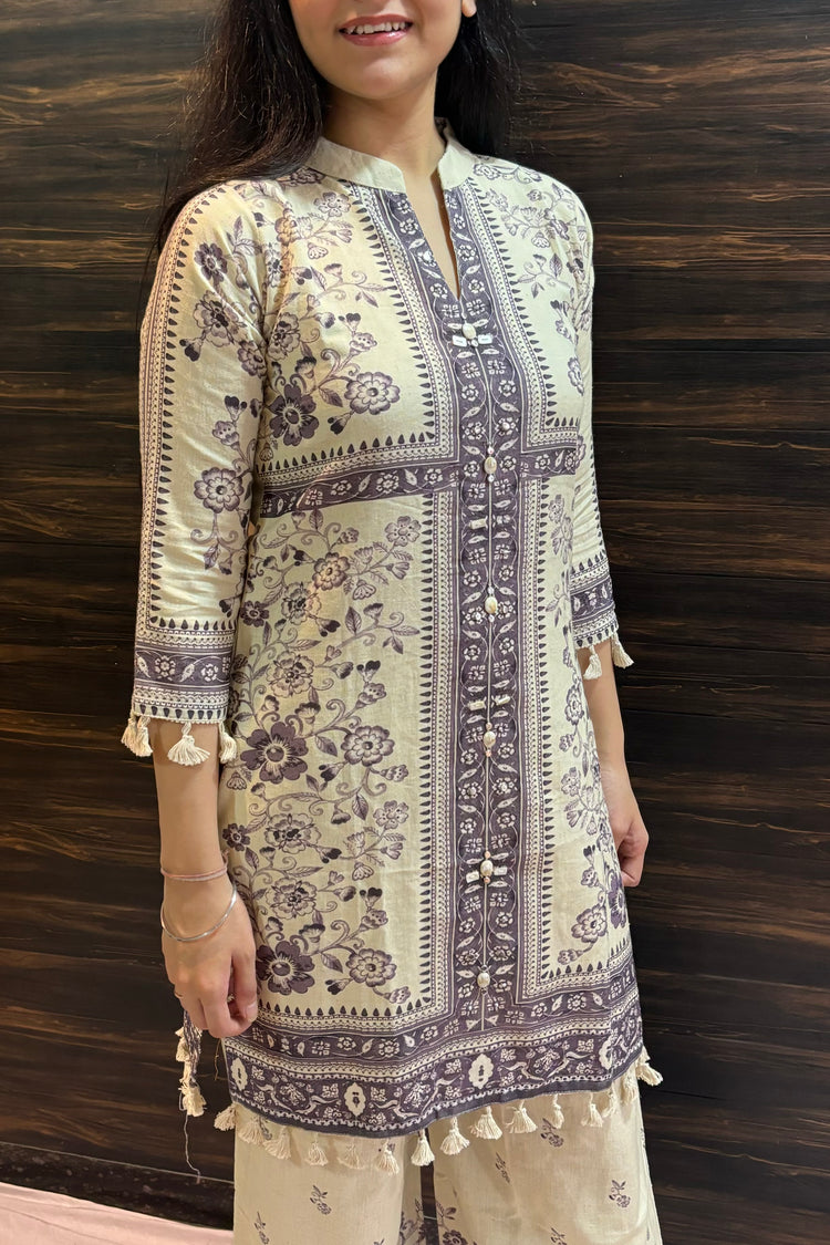 Cotton Flex Digital Print Kurti Palazzo Co-ord Set